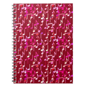 Musical Notes print - burgundy, multi Notizblock