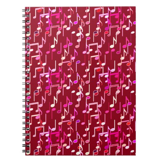 Musical Notes print - burgundy, multi Notizblock (Vorderseite)