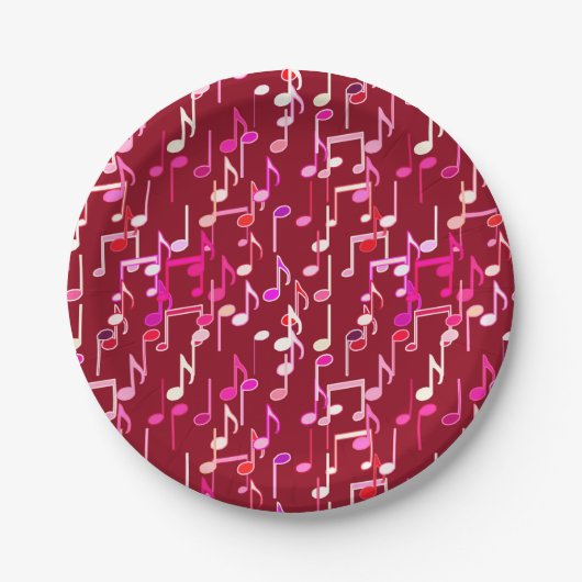 Musical Notes print - burgundy, multi Pappteller (Vorderseite)