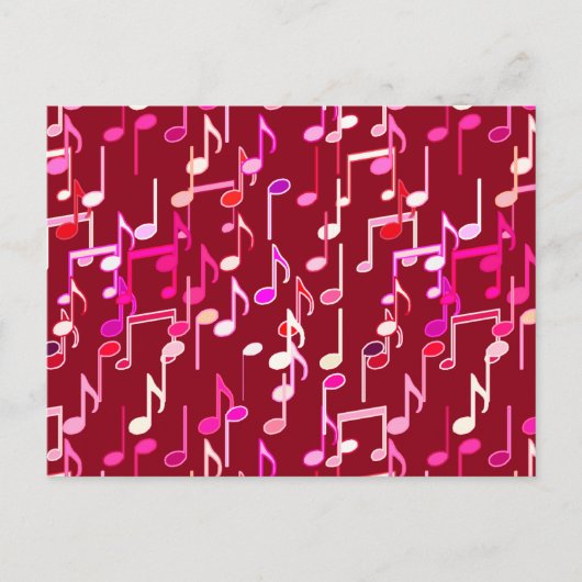 Musical Notes print - burgundy, multi Postkarte (Vorderseite)
