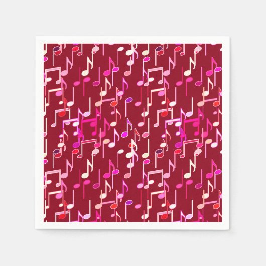 Musical Notes print - burgundy, multi Serviette (Vorderseite)