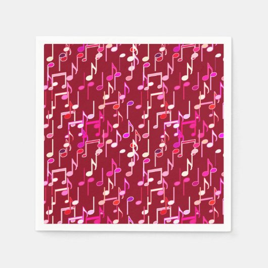Musical Notes print - burgundy, multi Serviette (Vorderseite)