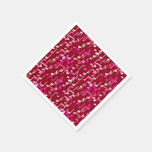 Musical Notes print - burgundy, multi Serviette (Ecke)