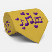 Musical Notes Purple and Gold Krawatte (Gerollt)