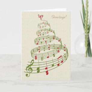 Musical Notes Ribbon Christmas Tree Feiertagskarte