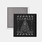 Musical Notes Tree Christmas Ugly Sweater Xmas Magnet (Vorderseite/Rückseite)
