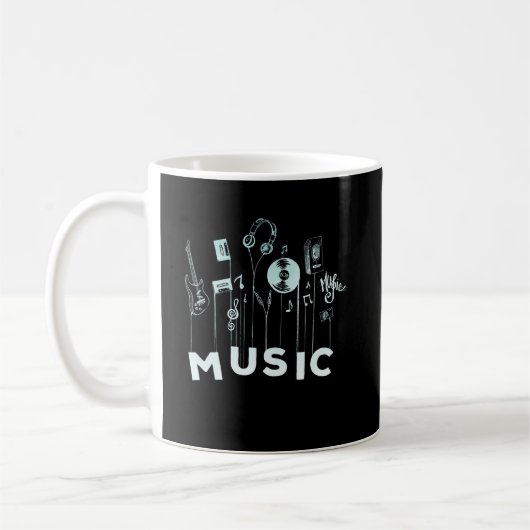 Musical Notes Vinyl Guitar Music Lover Kaffeetasse (Links)