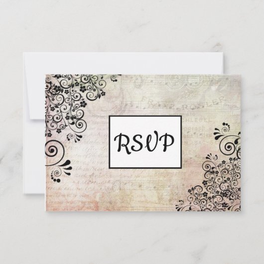 Musical Notes Wedding RSVP card (Rückseite)