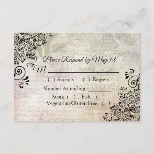 Musical Notes Wedding RSVP card Karte