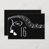 Musical Notes Wedding Tischnummer Card (Vorne/Hinten)