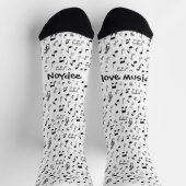 Musical notes, your text in black and white socken (Oben)
