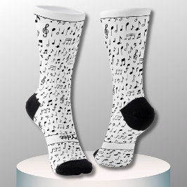 Musical notes, your text in black and white socken