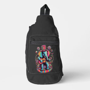 Musical Pachyderm in Top Hat Crossbody Bag