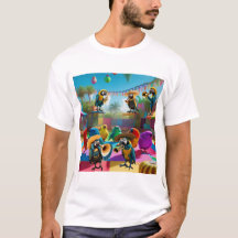 Musical Parrot Party T Shirt für Männer, Frauen