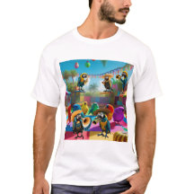 Musical Parrot Party T Shirt für Männer, Frauen