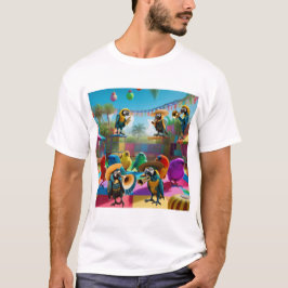 Musical Parrot Party T Shirt für Männer, Frauen