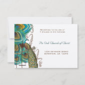 Musical Peacock Bird Cage Feather Wedding RSVP Karte (Rückseite)