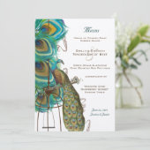 Musical Peacock Bird Cage Feather Wedidng Einladun Einladung (Stehend Vorderseite)