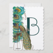 Musical Peacock Bird Cage Feather Wedidng Einladun Einladung (Rückseite)