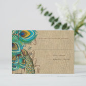 Musical Peacock Bird Cage Feather Wedidng UAWG RSVP Karte (Stehend Vorderseite)