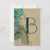 Musical Peacock Bird Cage Feather Wedidng UAWG RSVP Karte (Rückseite)