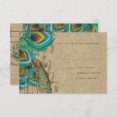 Musical Peacock Bird Cage Feather Wedidng UAWG RSVP Karte (Vorne/Hinten)