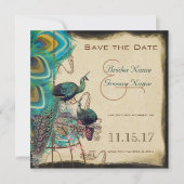 Musical Peacock Bird Cage Love Birds Save the Date Einladung (Vorderseite)