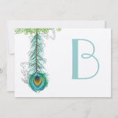 Musical Peacock Feather Wedidning Einladung (Rückseite)