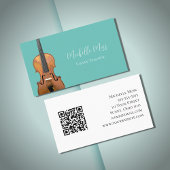 Musical QR Code Violin Lehrer Aquamarin Green Visitenkarte