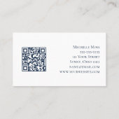 Musical QR Code Violin Lehrer Navy Blue Visitenkarte (Rückseite)