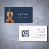 Musical QR Code Violin Lehrer Navy Blue Visitenkarte