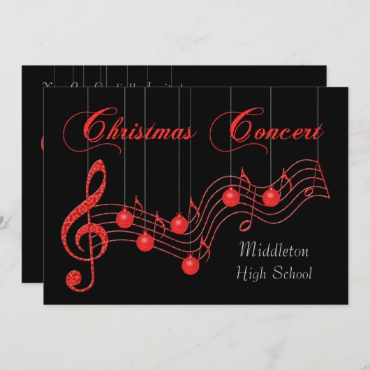 Musical Red Lace Weihnachtskonzert Einladung (Vorne/Hinten)