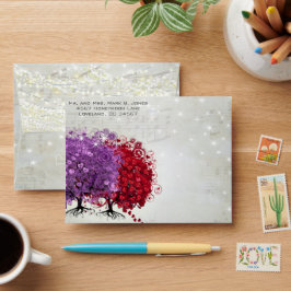 Musical Red Lila Heart Leaf Tree UAWG Envelope
