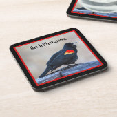 Musical Redwing Blackbird in einem Sumpf Getränkeuntersetzer (Linke Seite)