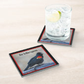 Musical Redwing Blackbird in einem Sumpf Glasuntersetzer (Schrägansicht)