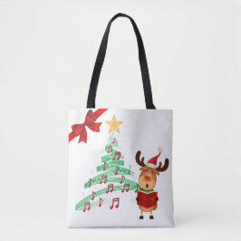 Musical Rentier & Christmas Tree zweiseitig Tasche