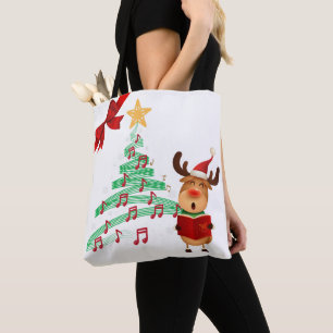 Musical Rentier & Christmas Tree zweiseitig Tasche