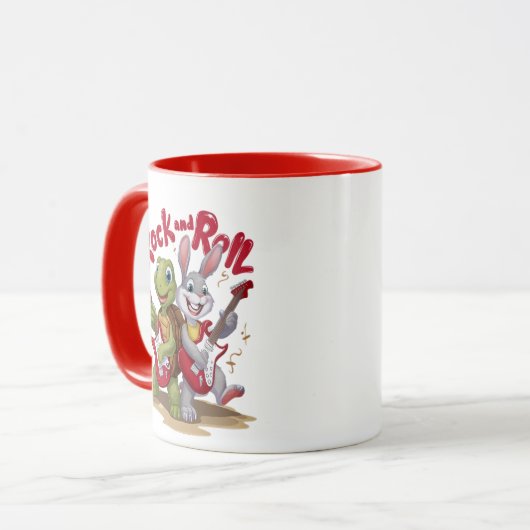 Musical Reptile and Hare Rock Out Roll Tasse (Vorderseite Links)