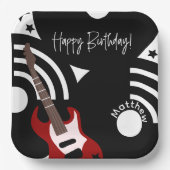 Musical Rock Star Electric Guitar Birthday Pappteller (Vorderseite)