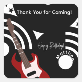 Musical Rock Star Electric Guitar Birthday Quadratischer Aufkleber