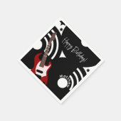 Musical Rock Star Electric Guitar Birthday Serviette (Ecke)