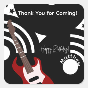 Musical-Rockstar-Elektrogitarre Geburtstag Quadratischer Aufkleber