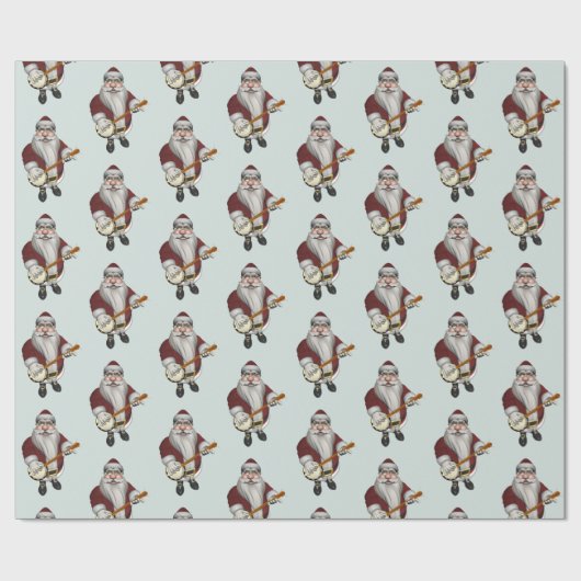Musical Santa Claus Lieben zum Banjo spielen Geschenkpapier (Flach)