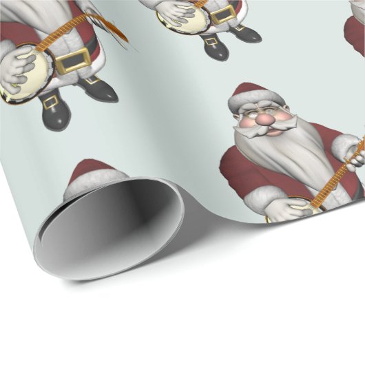 Musical Santa Claus Lieben zum Banjo spielen Geschenkpapier (Rolleneckpunkt)