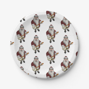 Musical Santa Claus Lieben zum Banjo spielen Pappteller