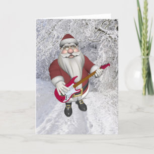 Musical Santa Claus mit roter Gitarre Feiertagskarte