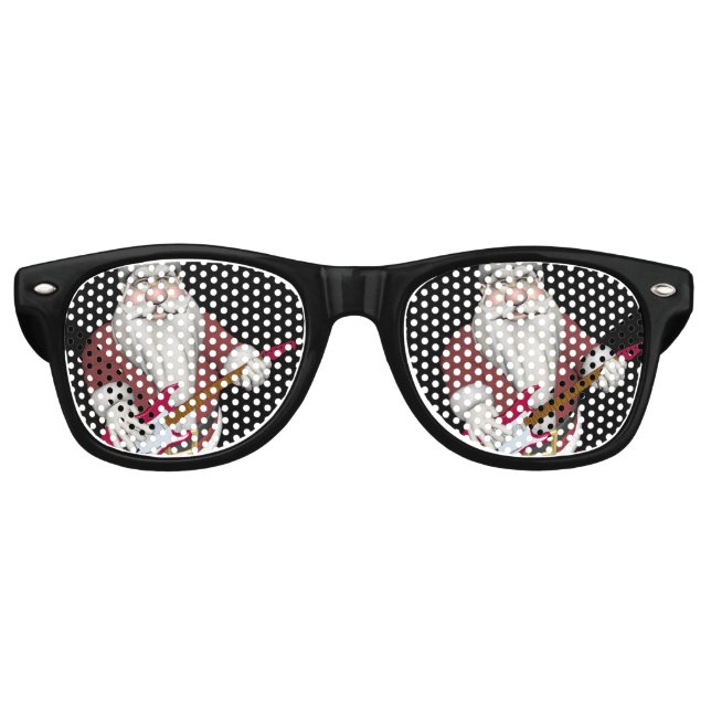 Musical Santa Claus mit roter Gitarre Sonnenbrille (Vorderseite)