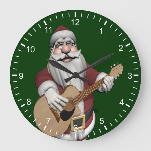 Musical Santa Claus Playing Christmas Songs Große Wanduhr (Vorderseite)