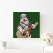 Musical Santa Claus spielen Weihnachtslieder Quadratische Wanduhr (Zuhause)