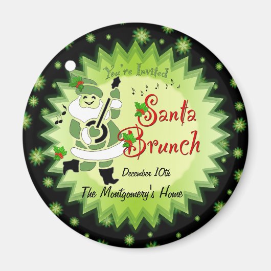 Musical Santa Elf Weihnachts-Brunch Einladung Magn Magnet (Vorne)
